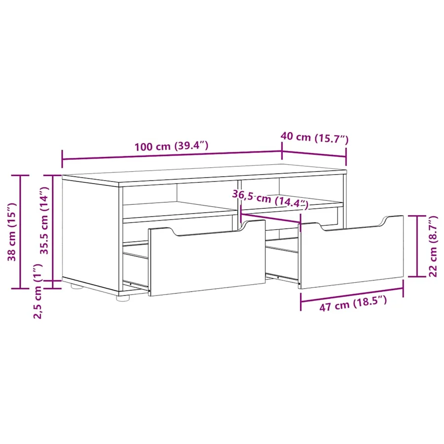 Meuble TV VISNES gris béton 100x40x38 cm bois d'ingénierie - 12