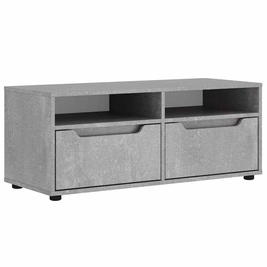Meuble TV VISNES gris béton 100x40x38 cm bois d'ingénierie - 2