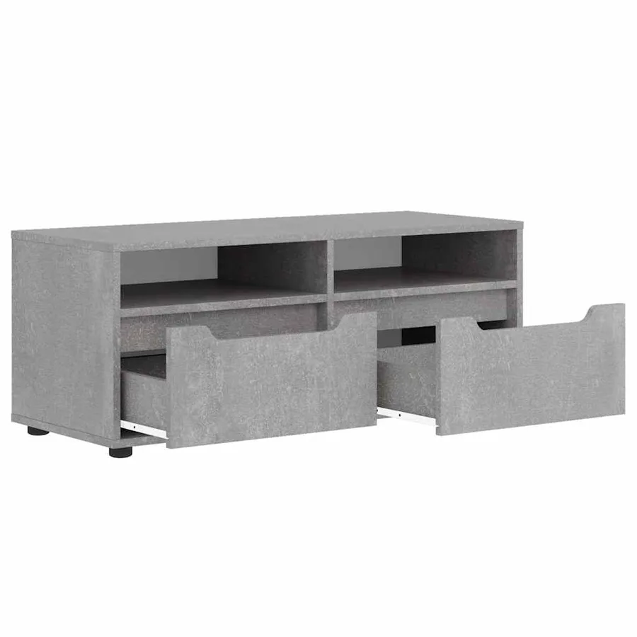 Meuble TV VISNES gris béton 100x40x38 cm bois d'ingénierie - 6