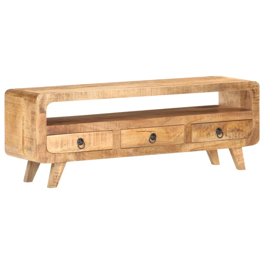Meuble TV 117x30x41 cm Bois de manguier massif brut - 10