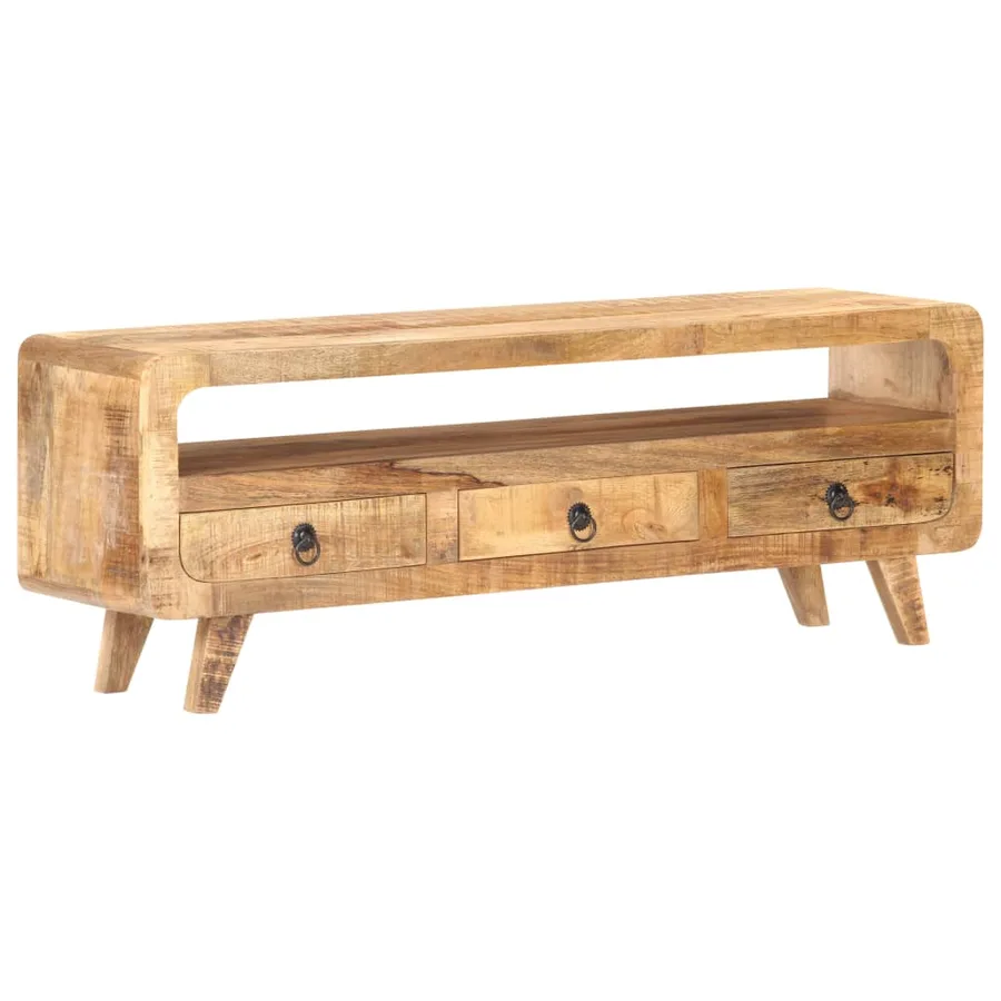 Meuble TV 117x30x41 cm Bois de manguier massif brut - 8