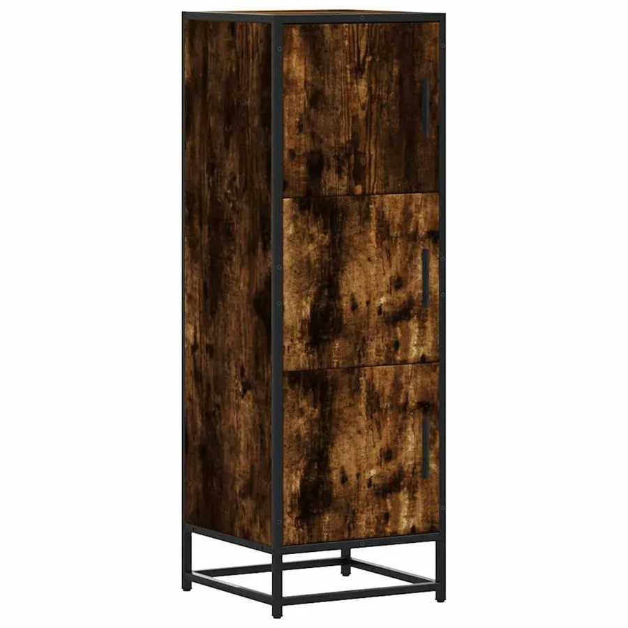 Buffet haut chêne fumé 35,5x35x106,5 cm bois d'ingénierie métal - 2