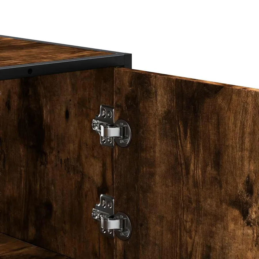 Buffet haut chêne fumé 35,5x35x106,5 cm bois d'ingénierie métal - 9