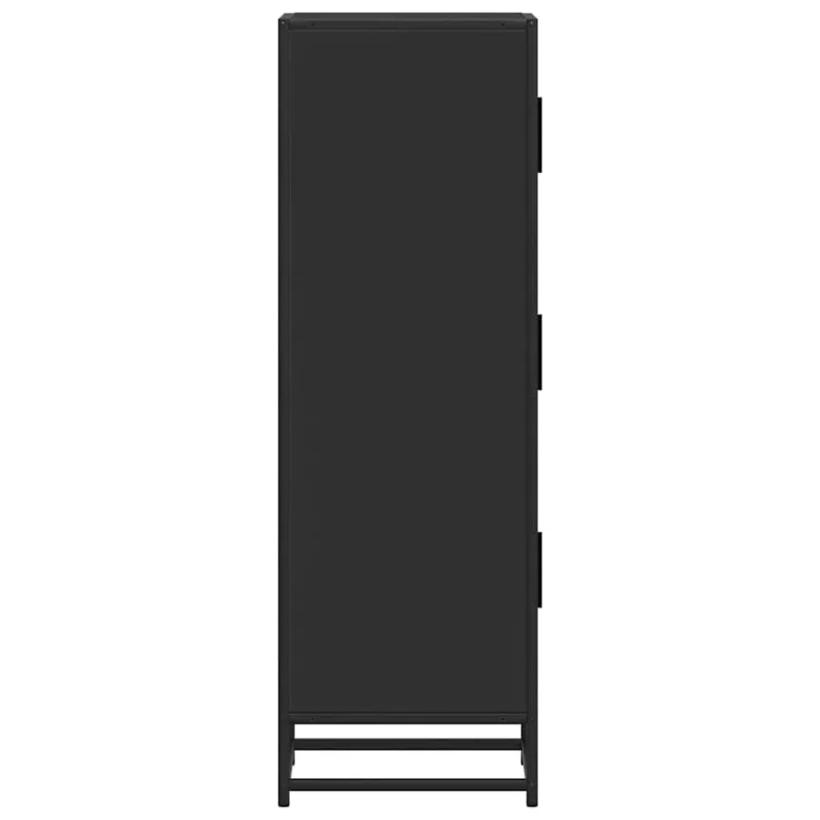 Buffet haut noir 35,5x35x106,5 cm bois d'ingénierie et métal - 5