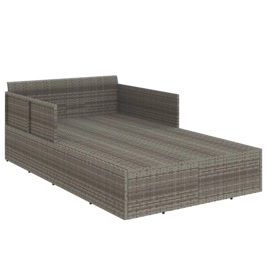 Chaise longue avec coussins gris 182x118x63 cm résine tressée - 6