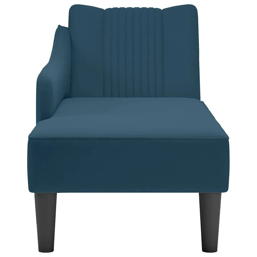 Fauteuil long avec accoudoir droit bleu velours - 4