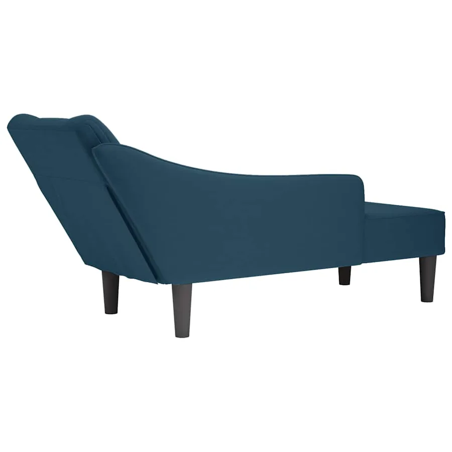 Fauteuil long avec accoudoir droit bleu velours - 6