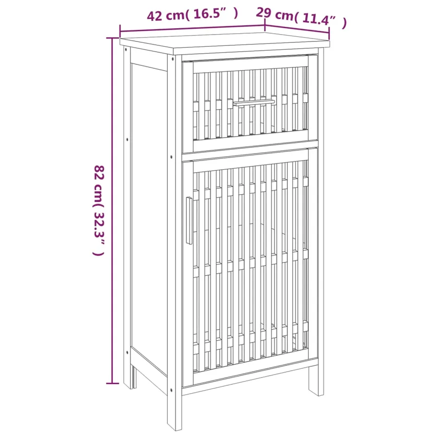 Armoire de salle de bain 42x29x82 cm Bois massif de noyer - 7