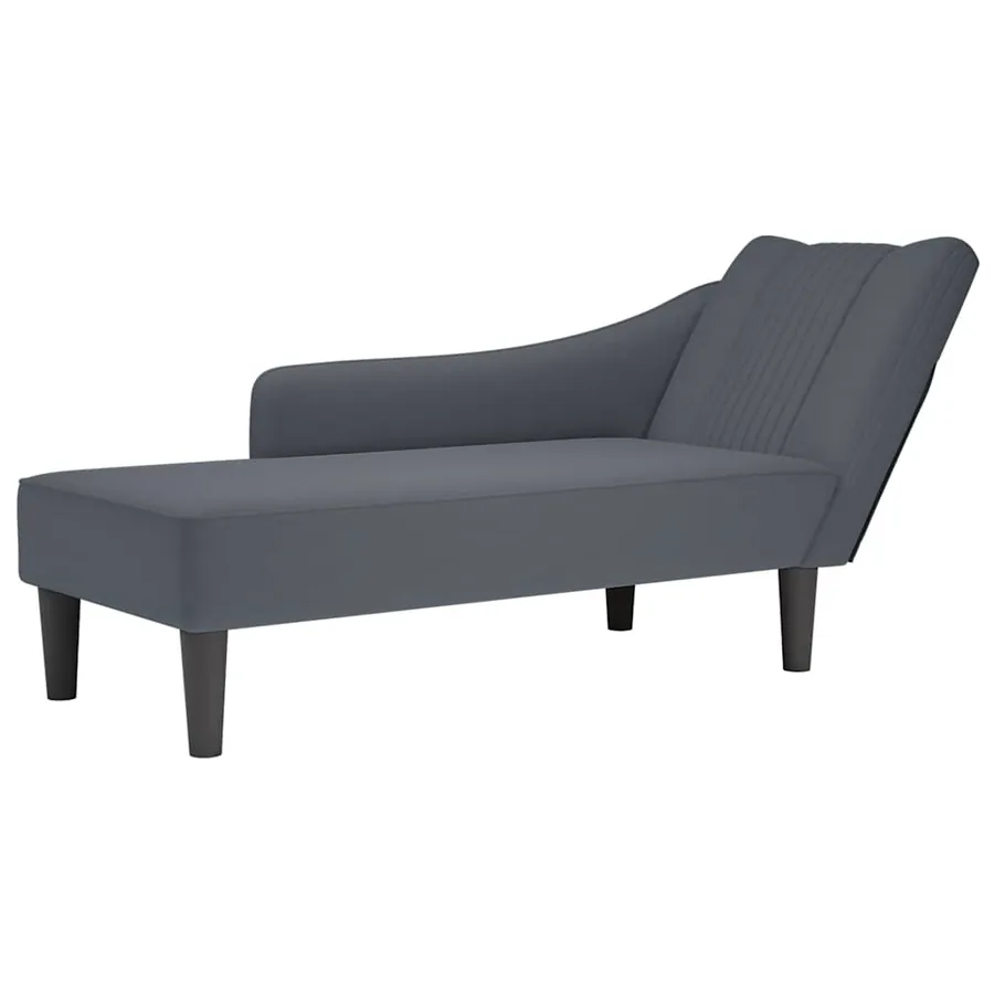 Fauteuil long avec accoudoir droit gris foncé velours