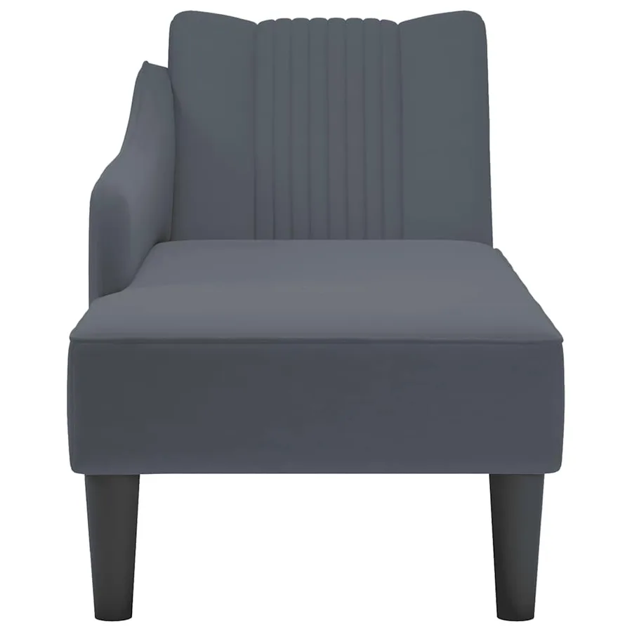Fauteuil long avec accoudoir droit gris foncé velours - 4