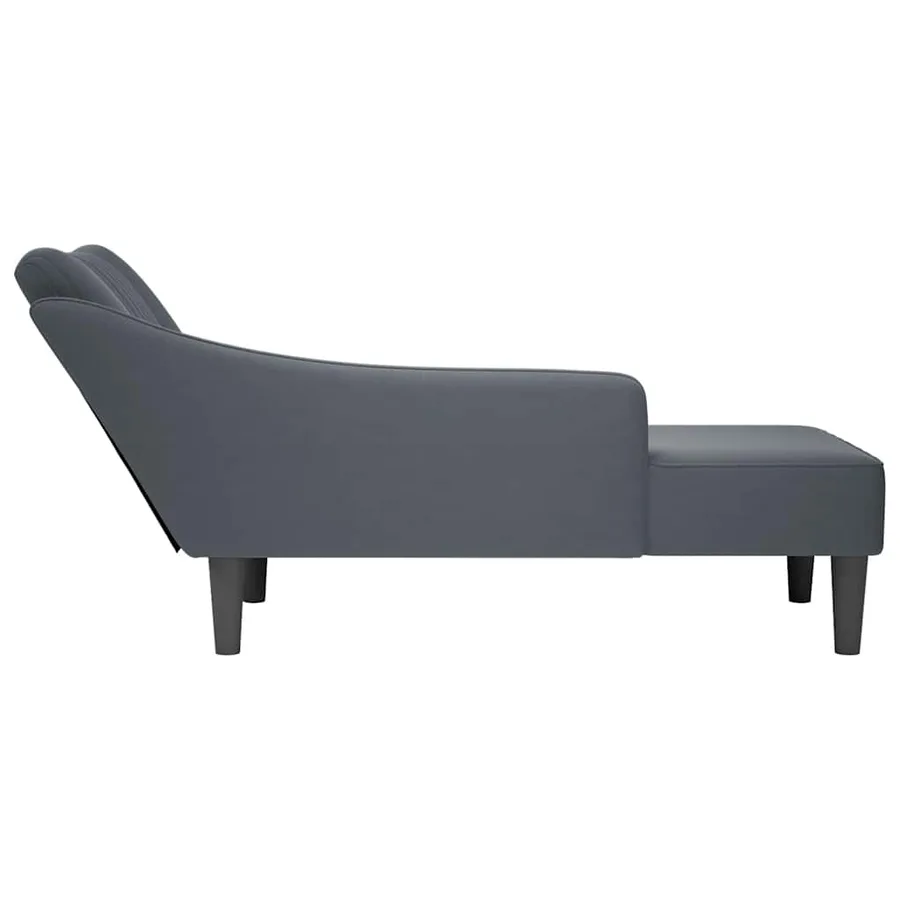 Fauteuil long avec accoudoir droit gris foncé velours - 5