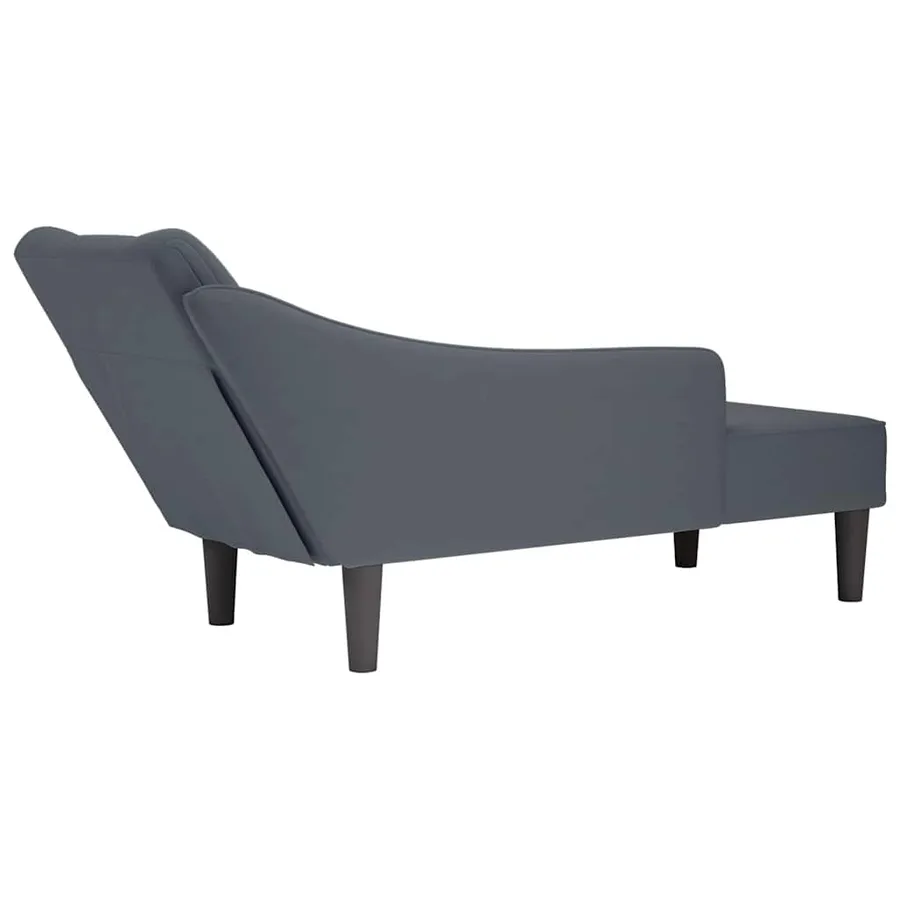 Fauteuil long avec accoudoir droit gris foncé velours - 6