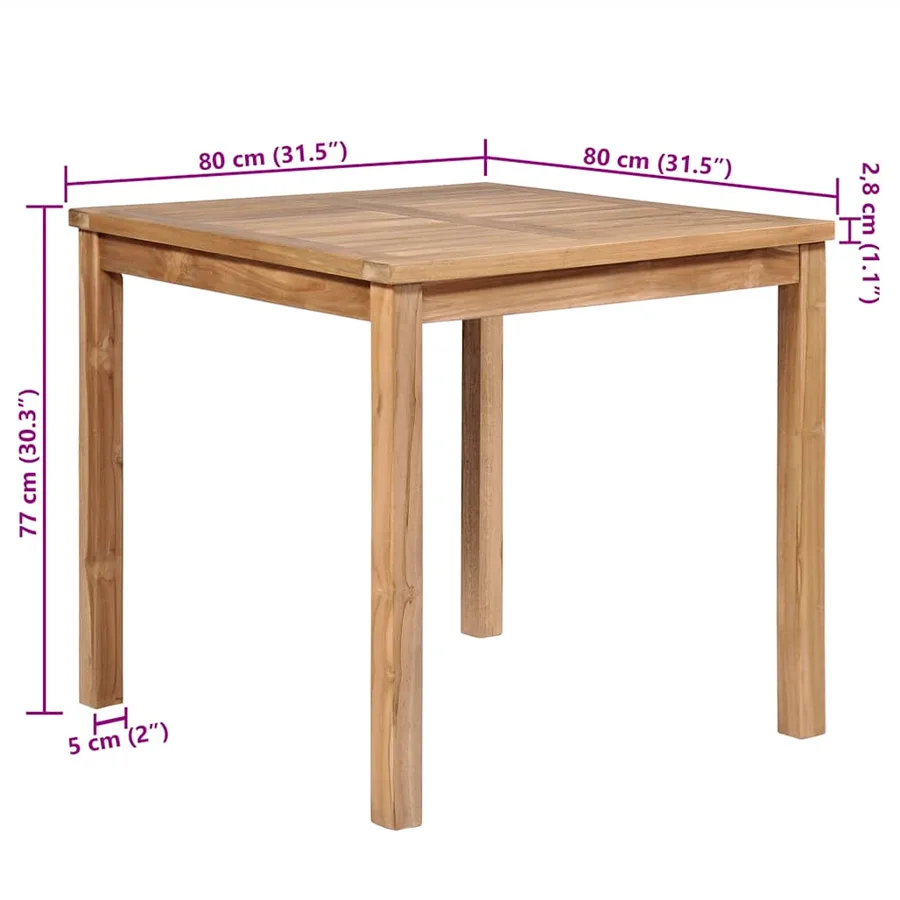 Table de jardin 80x80x77 cm Bois de teck solide - 5