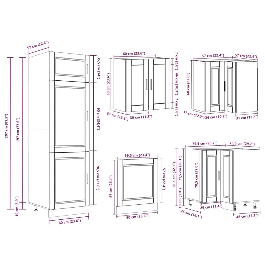 Ensemble d'armoires de cuisine 14 pcs Porto bois d'ingénierie - 11