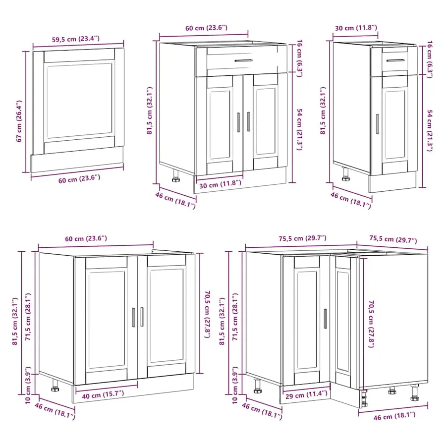 Ensemble d'armoires de cuisine 11 pcs Porto bois d'ingénierie - 10