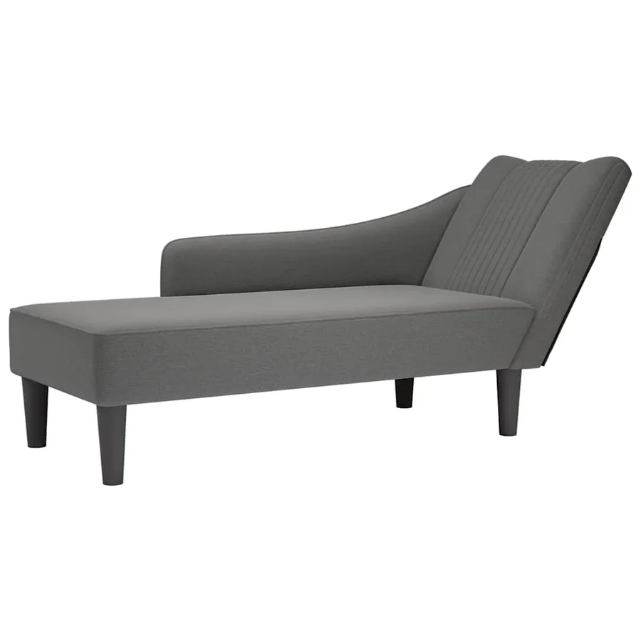 Fauteuil long avec accoudoir droit gris foncé tissu