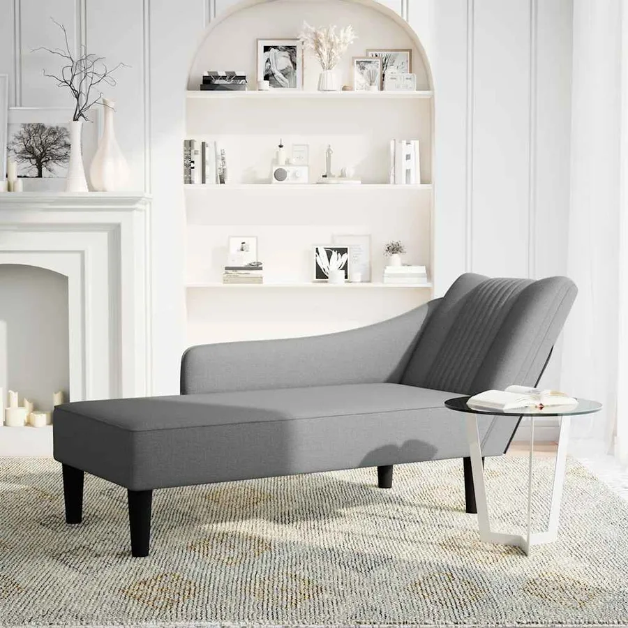 Fauteuil long avec accoudoir droit gris foncé tissu - 2