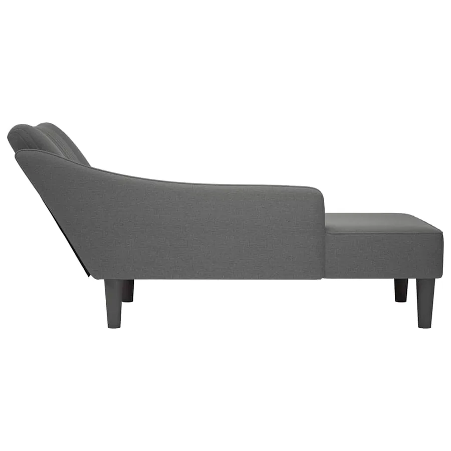 Fauteuil long avec accoudoir droit gris foncé tissu - 5