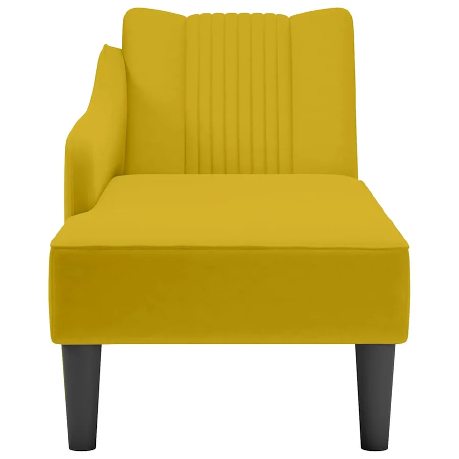 Fauteuil long avec accoudoir droit jaune velours - 4