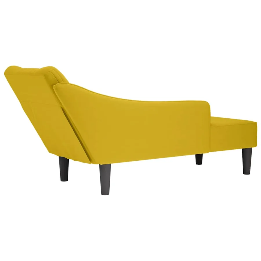 Fauteuil long avec accoudoir droit jaune velours - 6