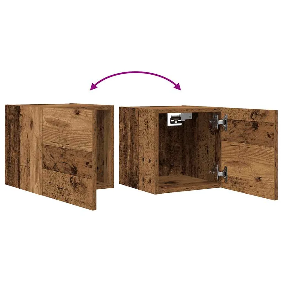 Meuble TV mural vieux bois 30,5x30x30 cm - 7