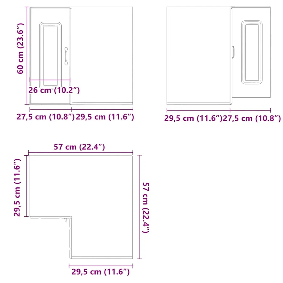 Armoire murale d'angle de cuisine Kalmar vieux bois - 11