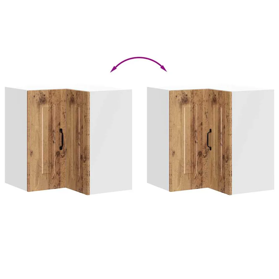Armoire murale d'angle de cuisine Kalmar vieux bois - 8