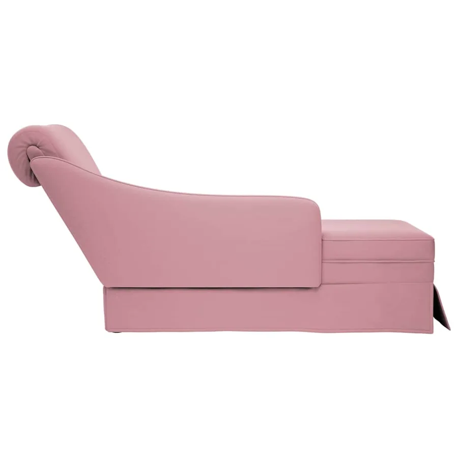Fauteuil long avec traversin et accoudoir droit rose velours - 5