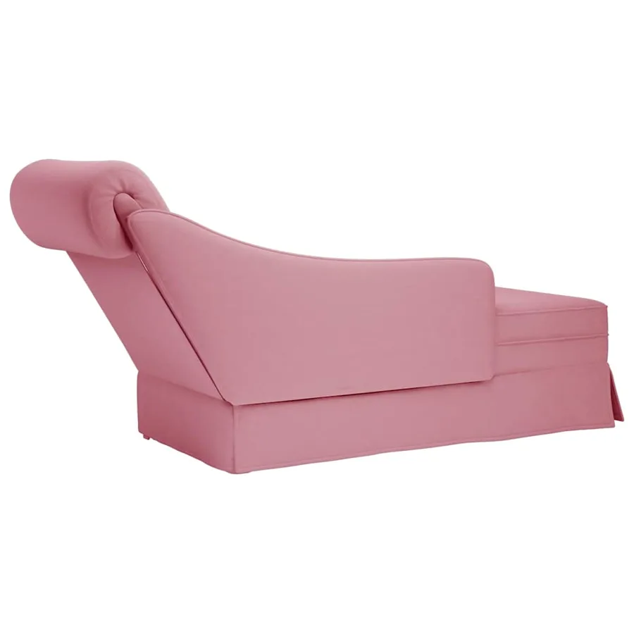 Fauteuil long avec traversin et accoudoir droit rose velours - 6