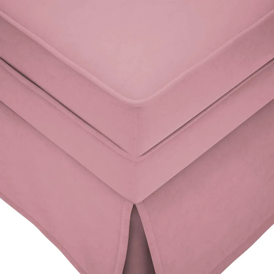 Fauteuil long avec traversin et accoudoir droit rose velours - 7
