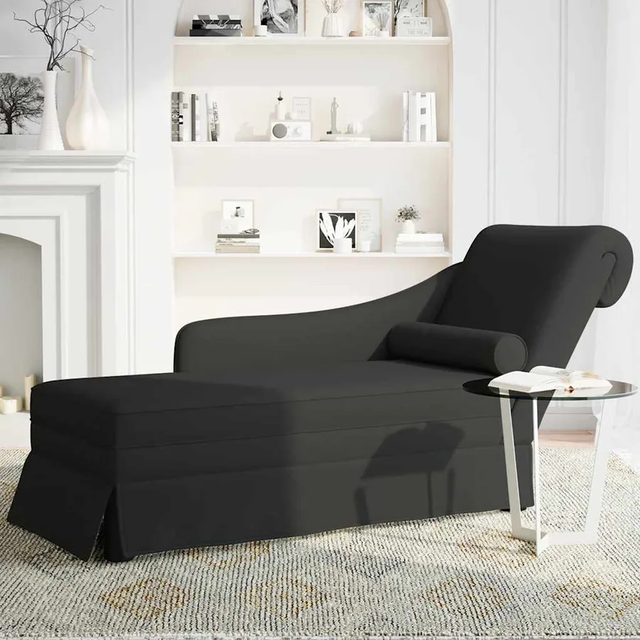 Fauteuil long avec traversin et accoudoir droit noir velours - 3