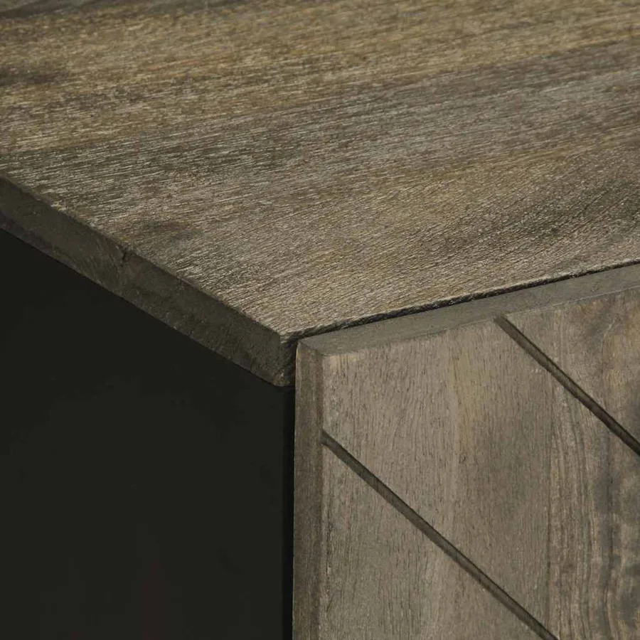 Meuble TV noir 105x33x46 cm bois massif de manguier - 6
