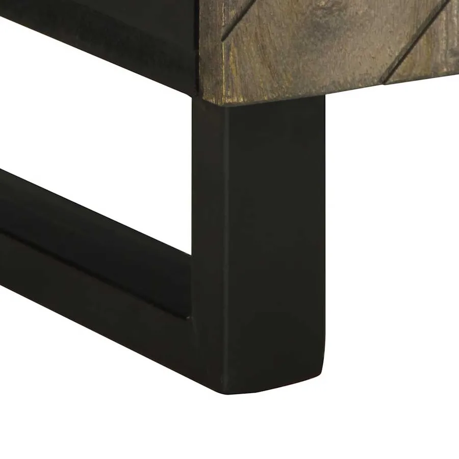 Meuble TV noir 105x33x46 cm bois massif de manguier - 9