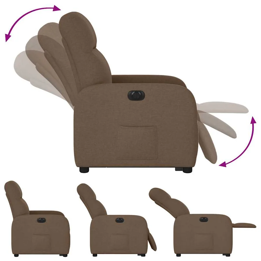 Fauteuil inclinable électrique marron tissu - 10