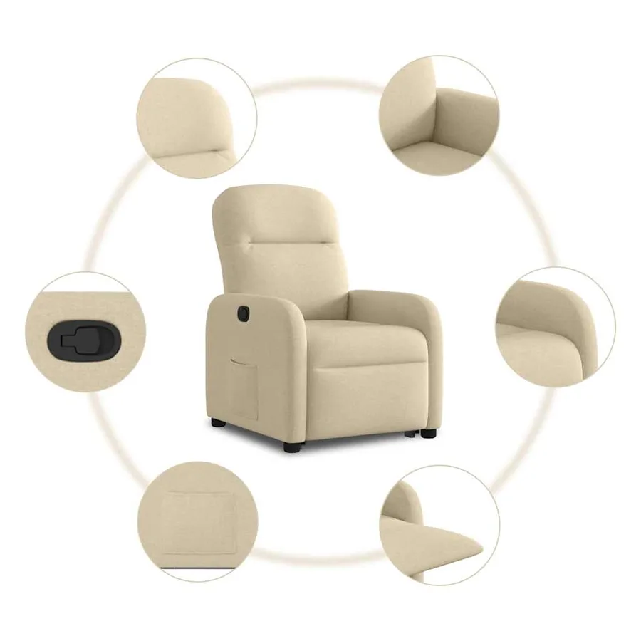 Fauteuil inclinable Crème Tissu - 10