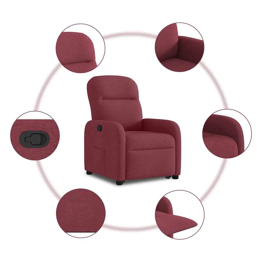 Fauteuil inclinable rouge bordeaux tissu - 10