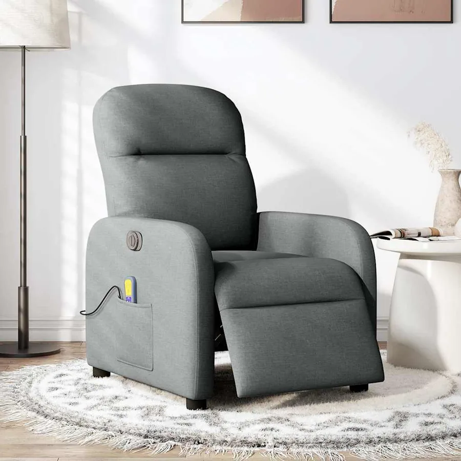 Fauteuil inclinable de massage électrique gris foncé tissu - 2