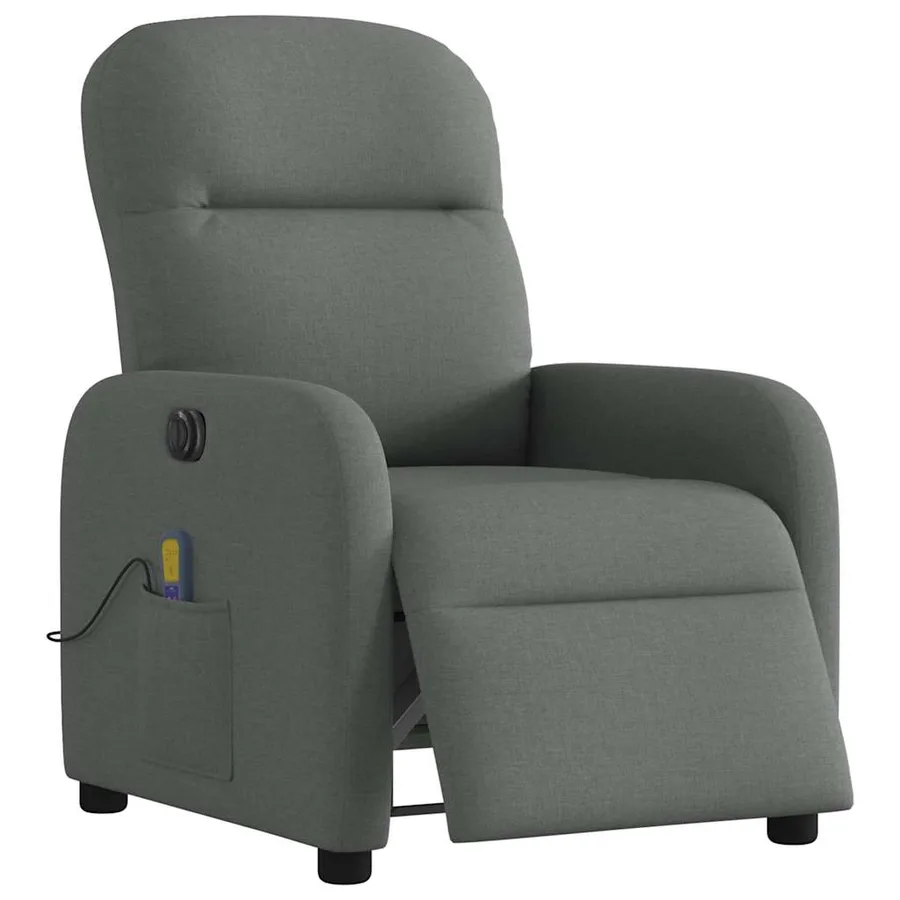 Fauteuil inclinable de massage électrique gris foncé tissu - 3