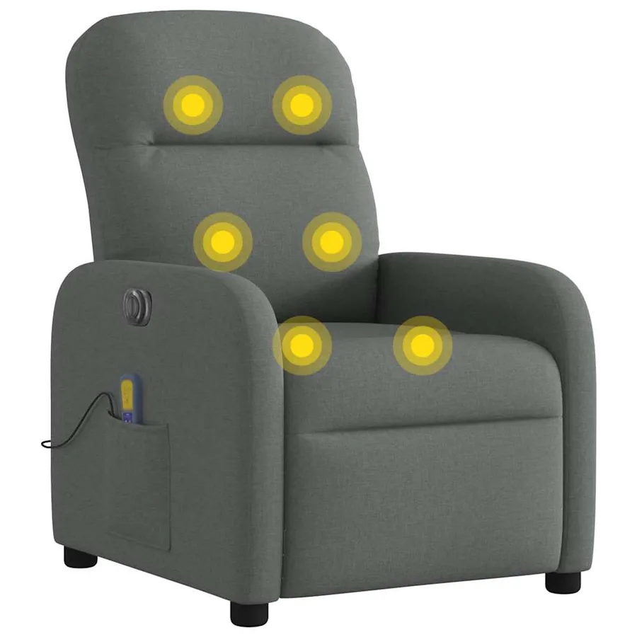 Fauteuil inclinable de massage électrique gris foncé tissu - 8