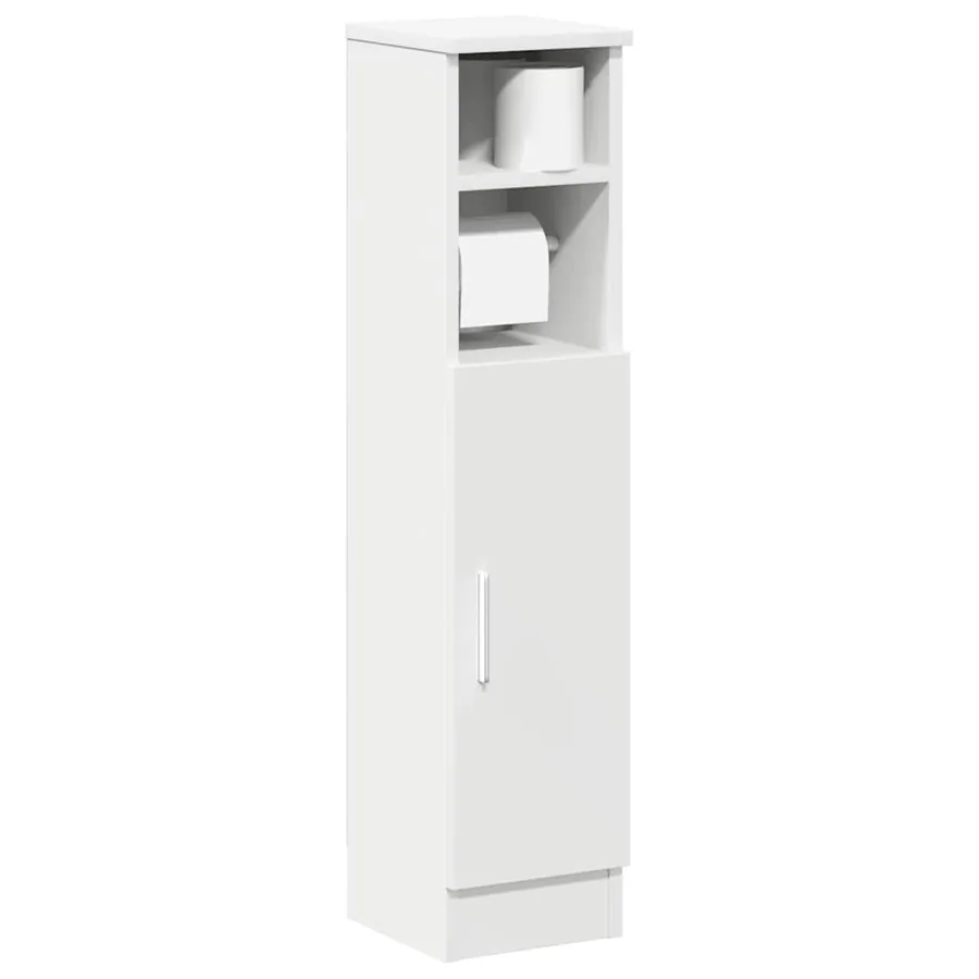 Meuble de salle de bain avec porte-rouleau blanc 20,5x22x90 cm