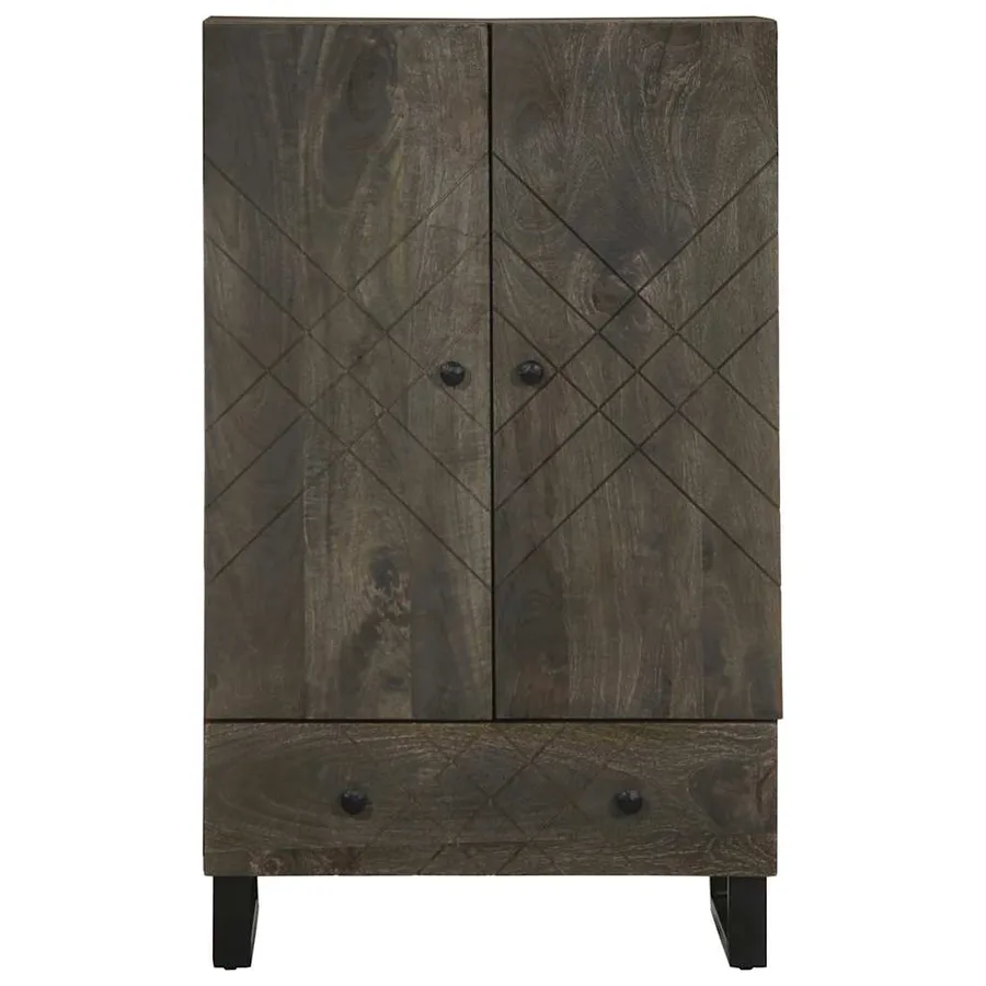 Buffet noir 60x33x100 cm bois de manguier massif - 3