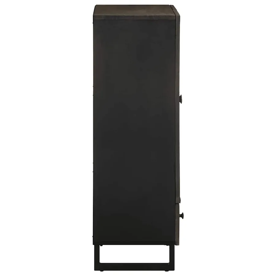 Buffet noir 60x33x100 cm bois de manguier massif - 4