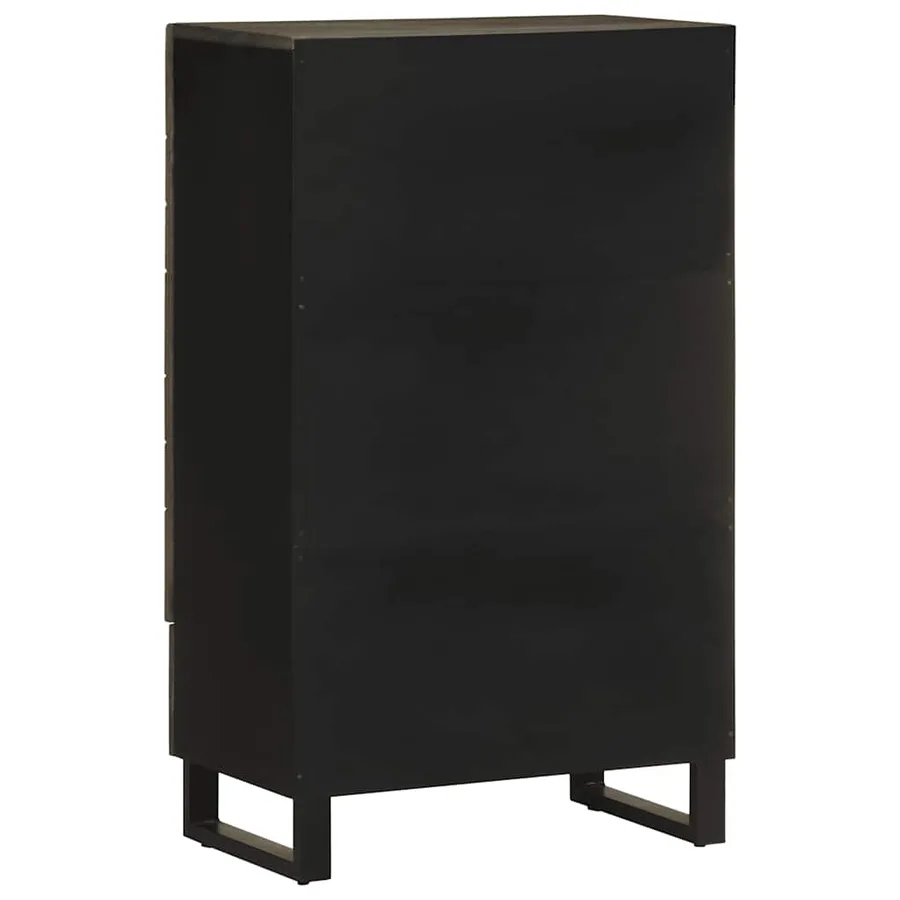 Buffet noir 60x33x100 cm bois de manguier massif - 5