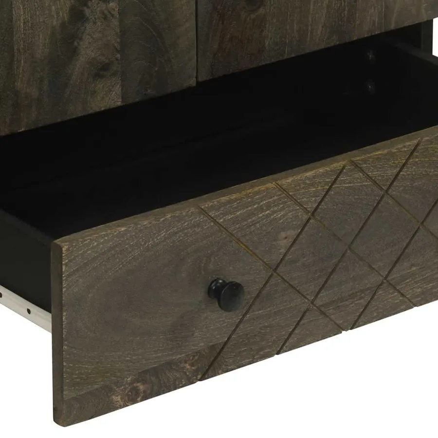 Buffet noir 60x33x100 cm bois de manguier massif - 7