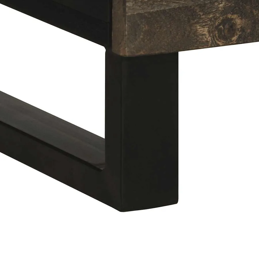 Buffet noir 60x33x100 cm bois de manguier massif - 8