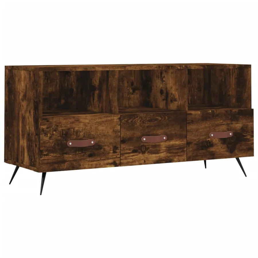 Meuble TV chêne fumé 102x36x50 cm bois d'ingénierie - 2
