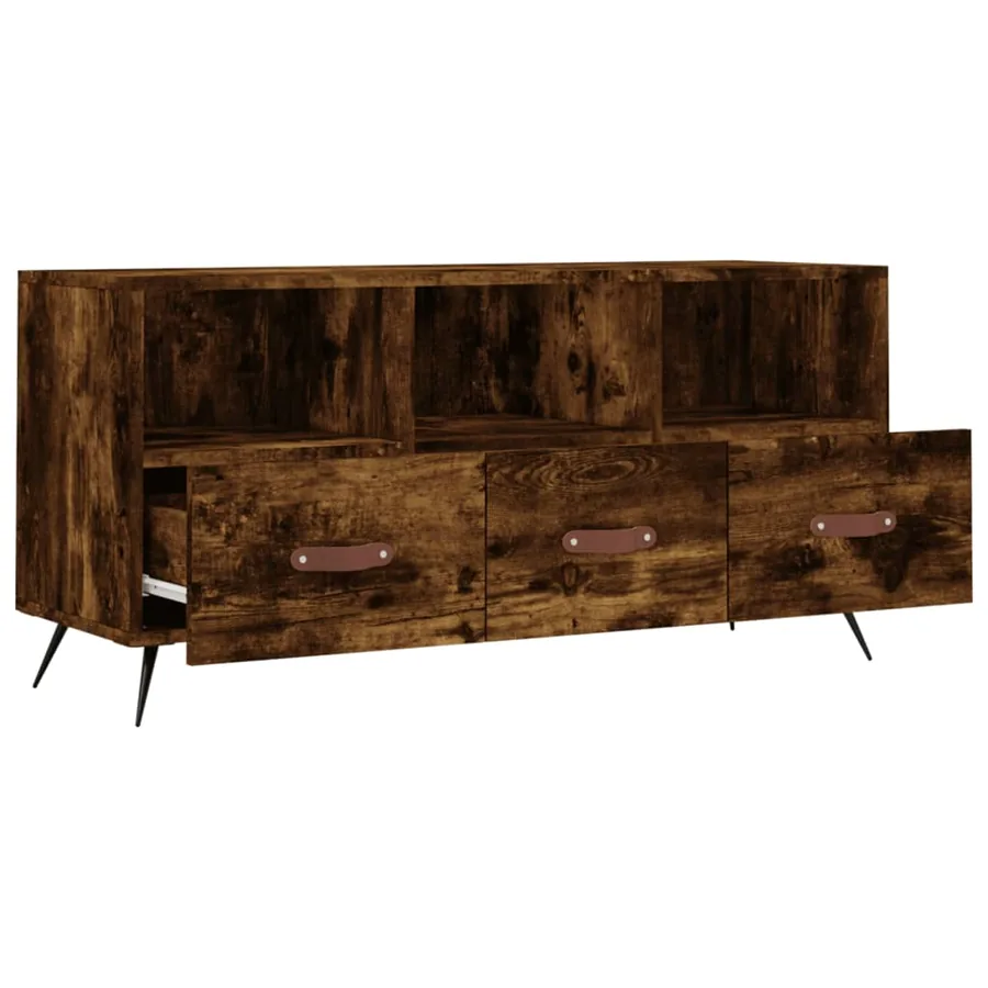 Meuble TV chêne fumé 102x36x50 cm bois d'ingénierie - 6