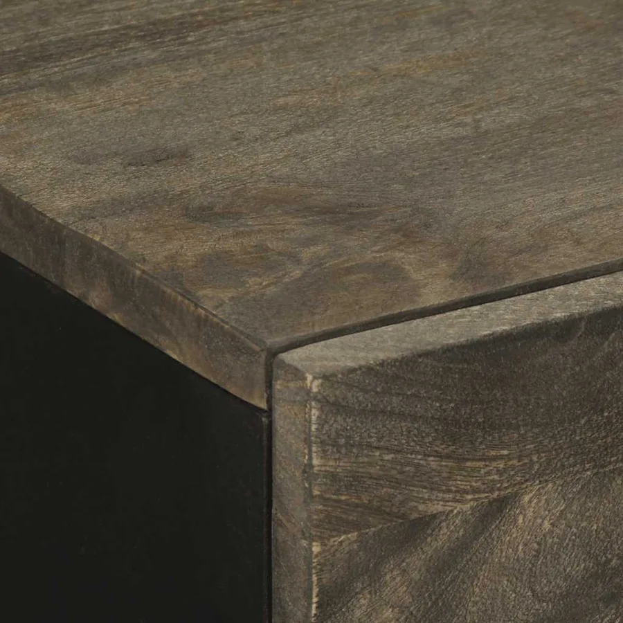 Buffet noir 60x33x75 cm bois massif de manguier - 6