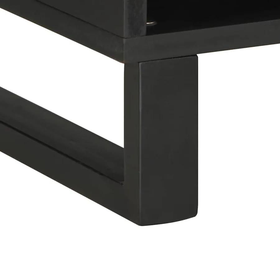 Meuble TV noir 100x33x46 cm bois massif de manguier - 8