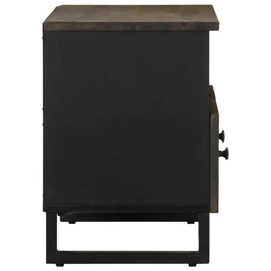 Meuble TV noir 70x33x46 cm bois massif de manguier - 4